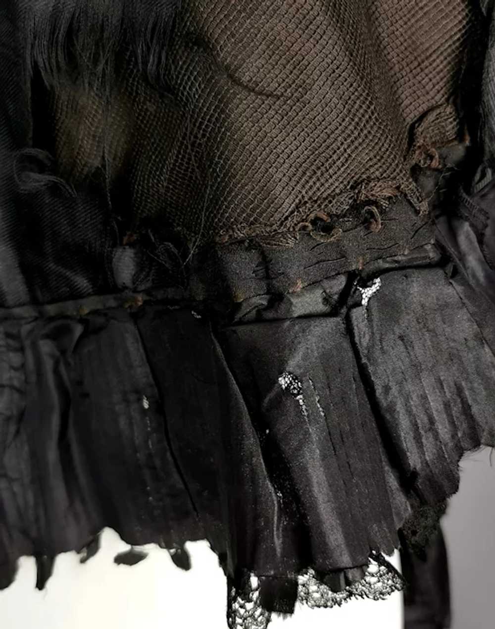 Antique Victorian mourning cape, French jet, Taff… - image 11