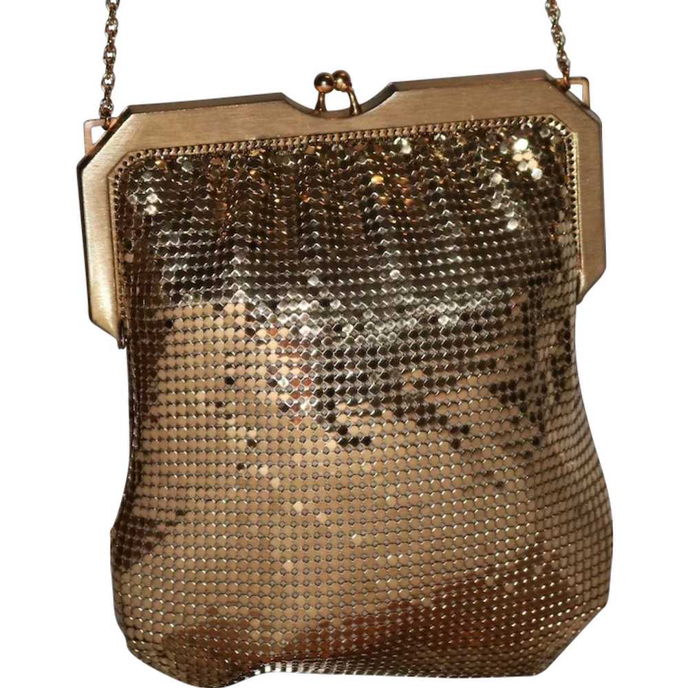 Vintage Whiting and Davis Gold Mesh Flapper with … - image 1
