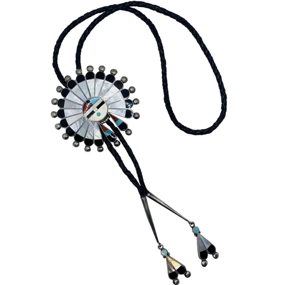 Zuni Sun Face Bolo Tie Native American MYRA TUCSON - image 1