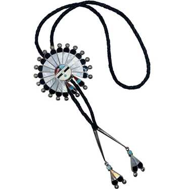 Zuni Sun Face Bolo Tie Native American MYRA TUCSON - image 1