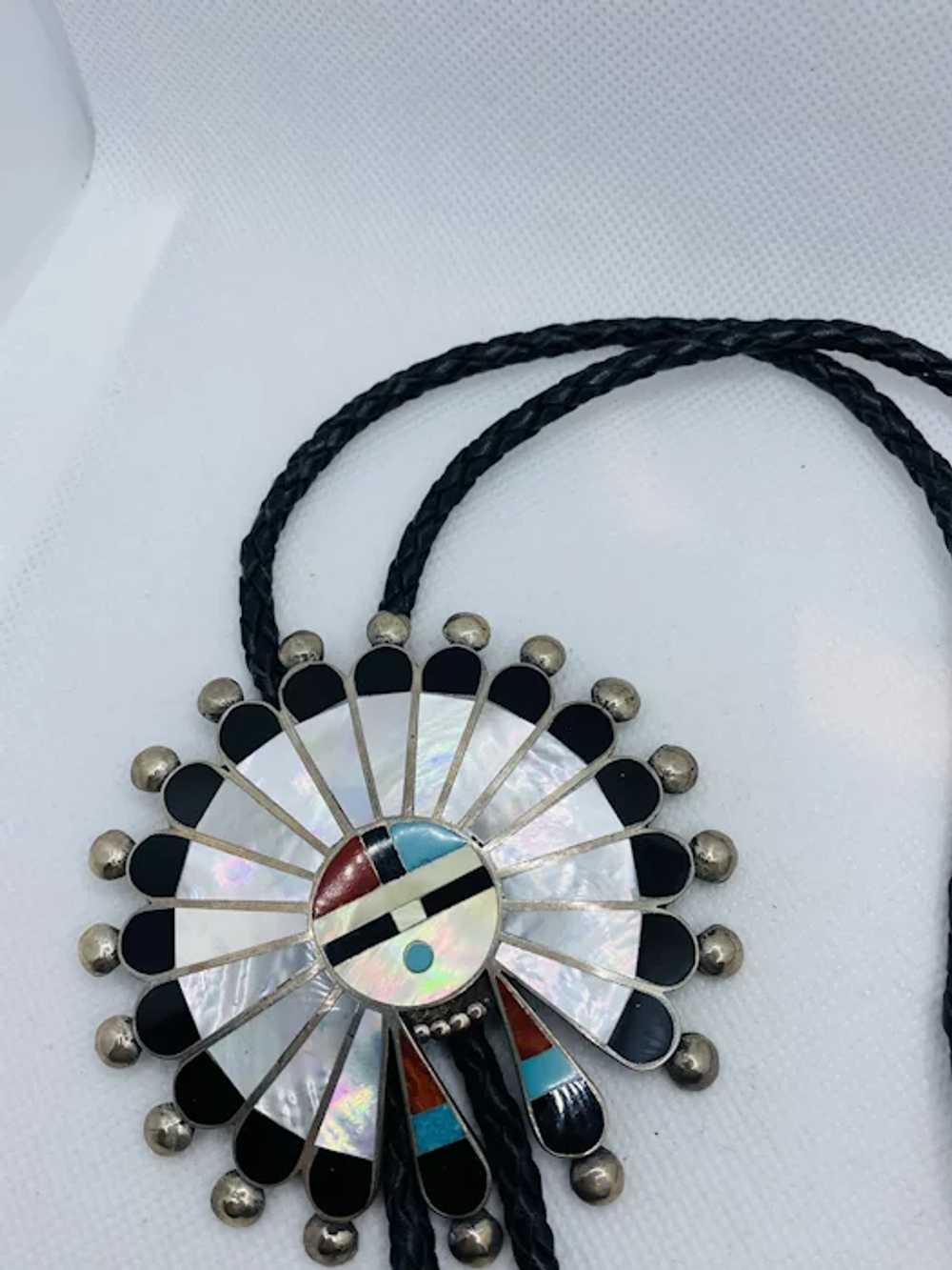 Zuni Sun Face Bolo Tie Native American MYRA TUCSON - image 4