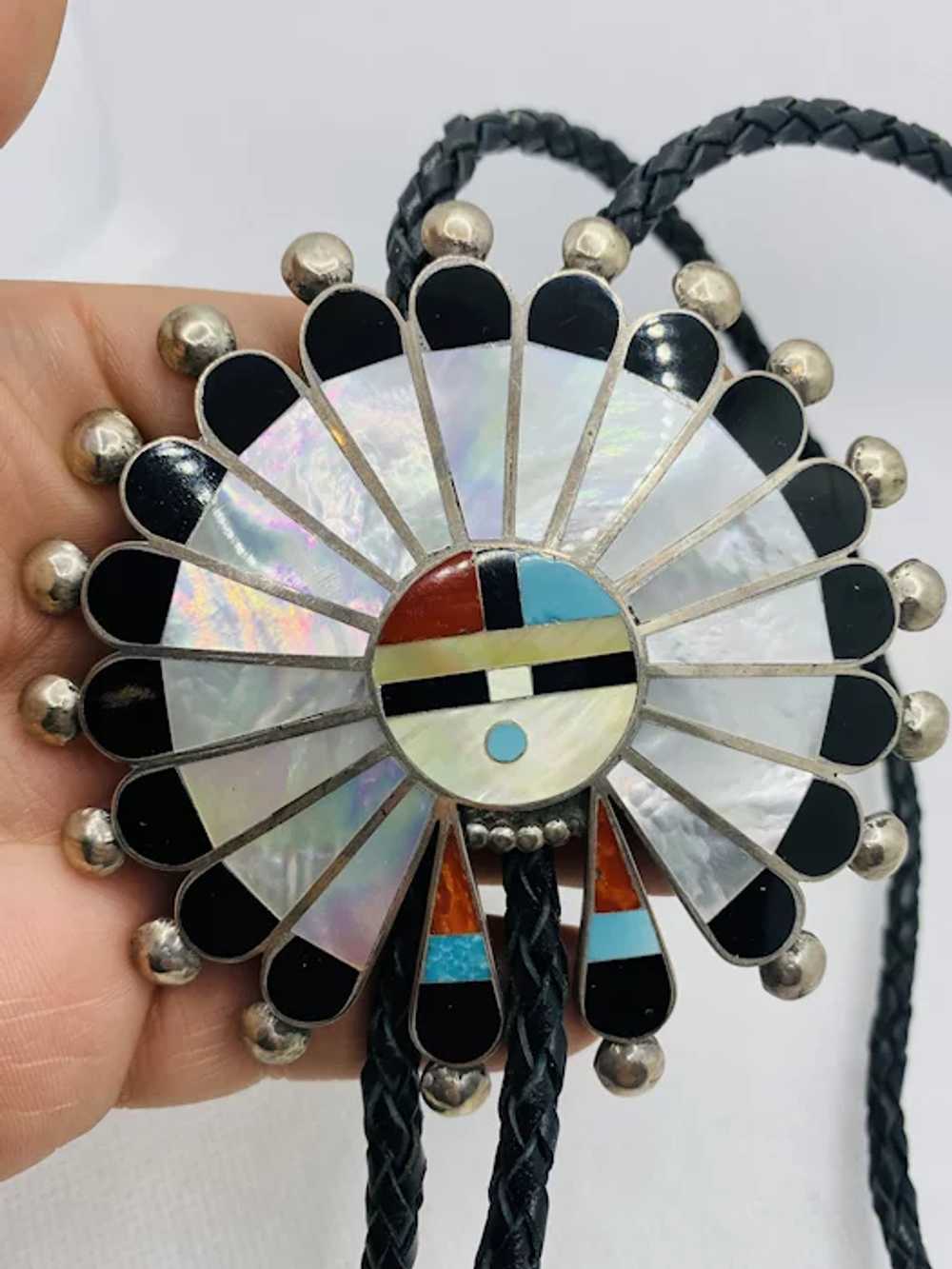 Zuni Sun Face Bolo Tie Native American MYRA TUCSON - image 5