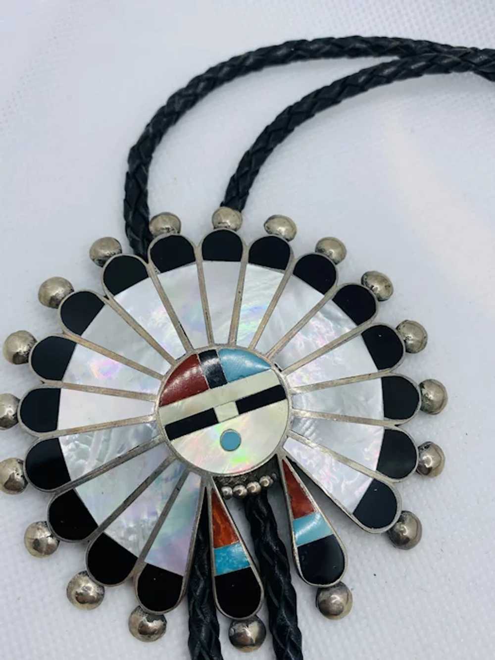 Zuni Sun Face Bolo Tie Native American MYRA TUCSON - image 6