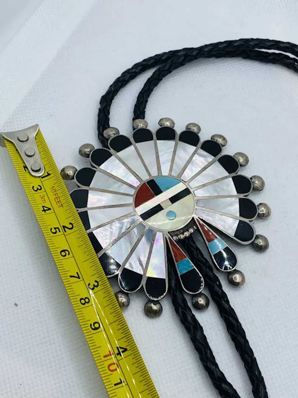 Zuni Sun Face Bolo Tie Native American MYRA TUCSON - image 8