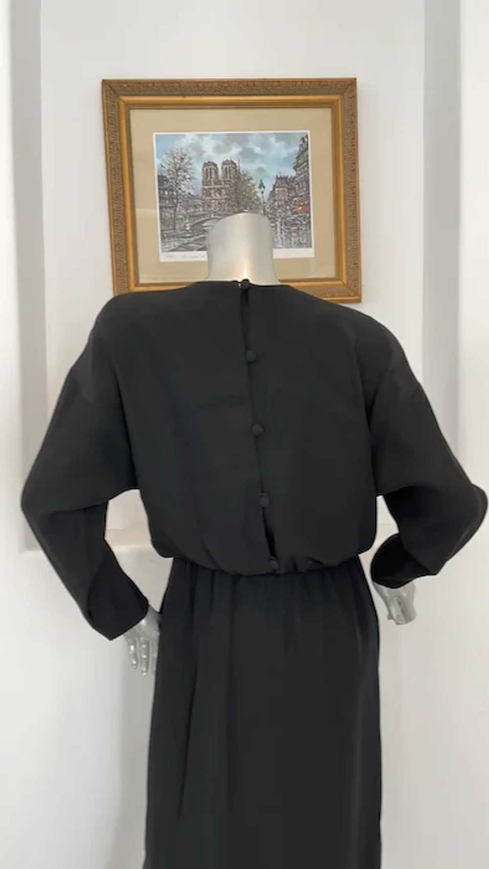 Vintage 1980’s Helga Black Faux Wrap Dress - image 10