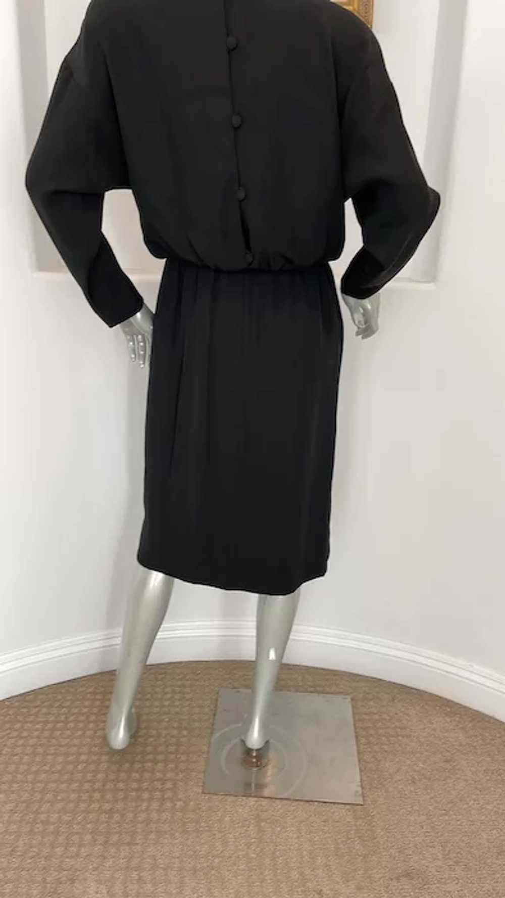 Vintage 1980’s Helga Black Faux Wrap Dress - image 11