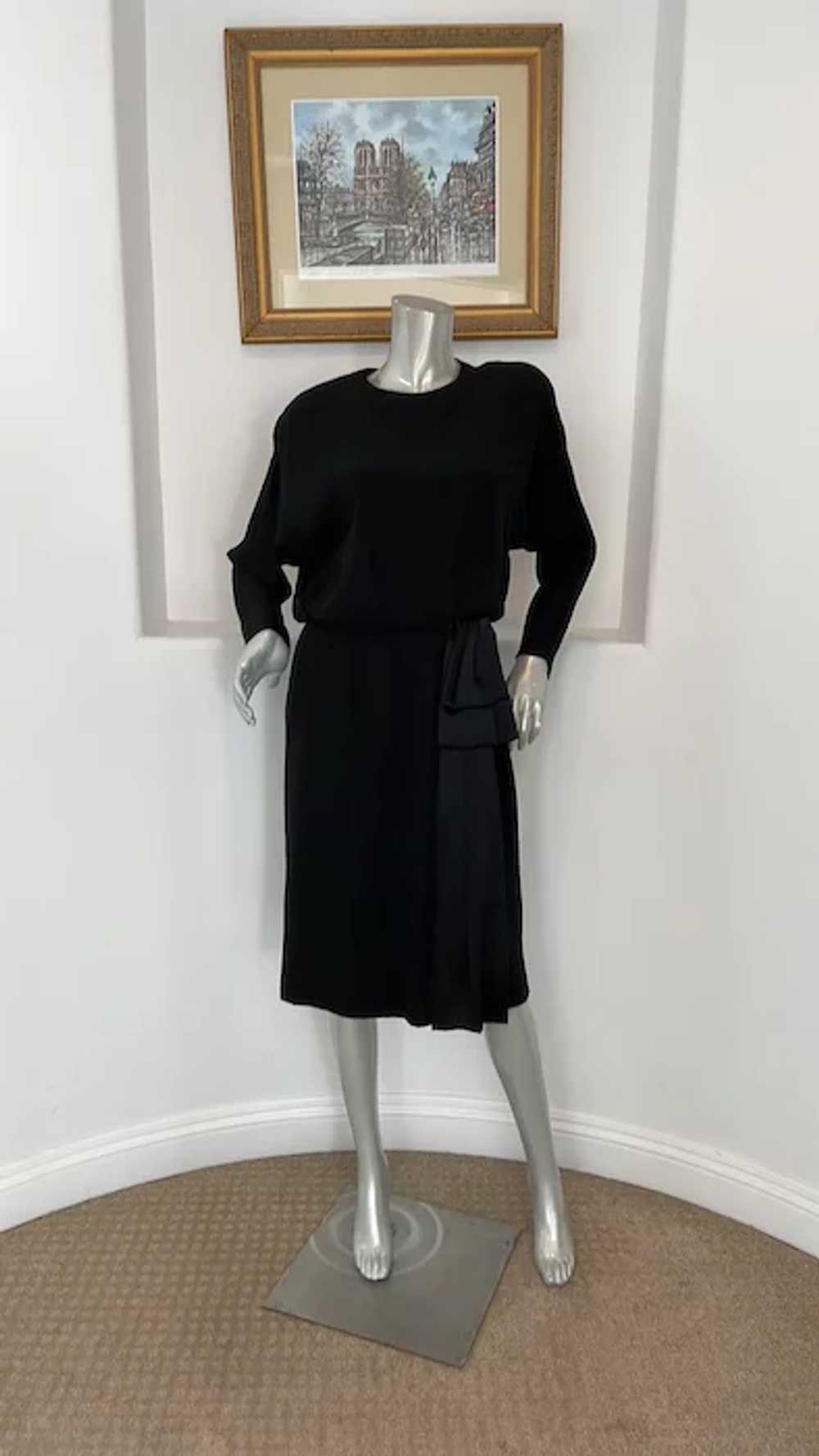 Vintage 1980’s Helga Black Faux Wrap Dress - image 12