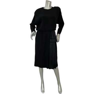 Vintage 1980’s Helga Black Faux Wrap Dress - image 1