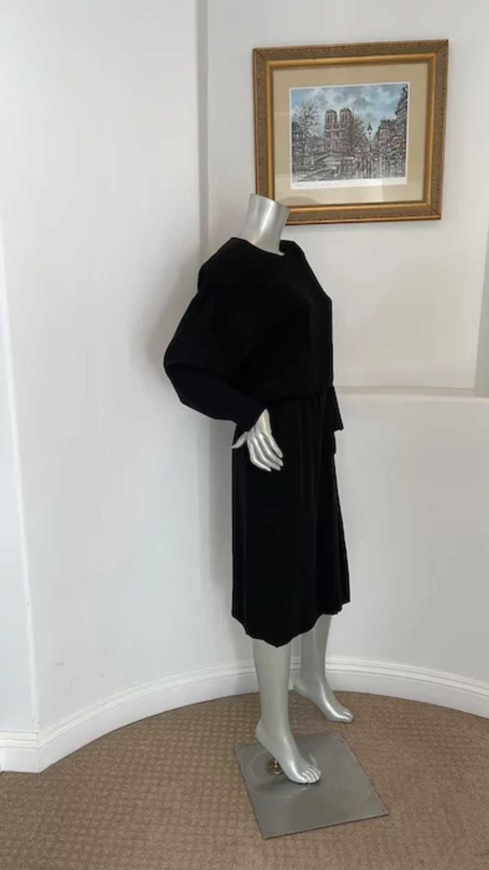 Vintage 1980’s Helga Black Faux Wrap Dress - image 2