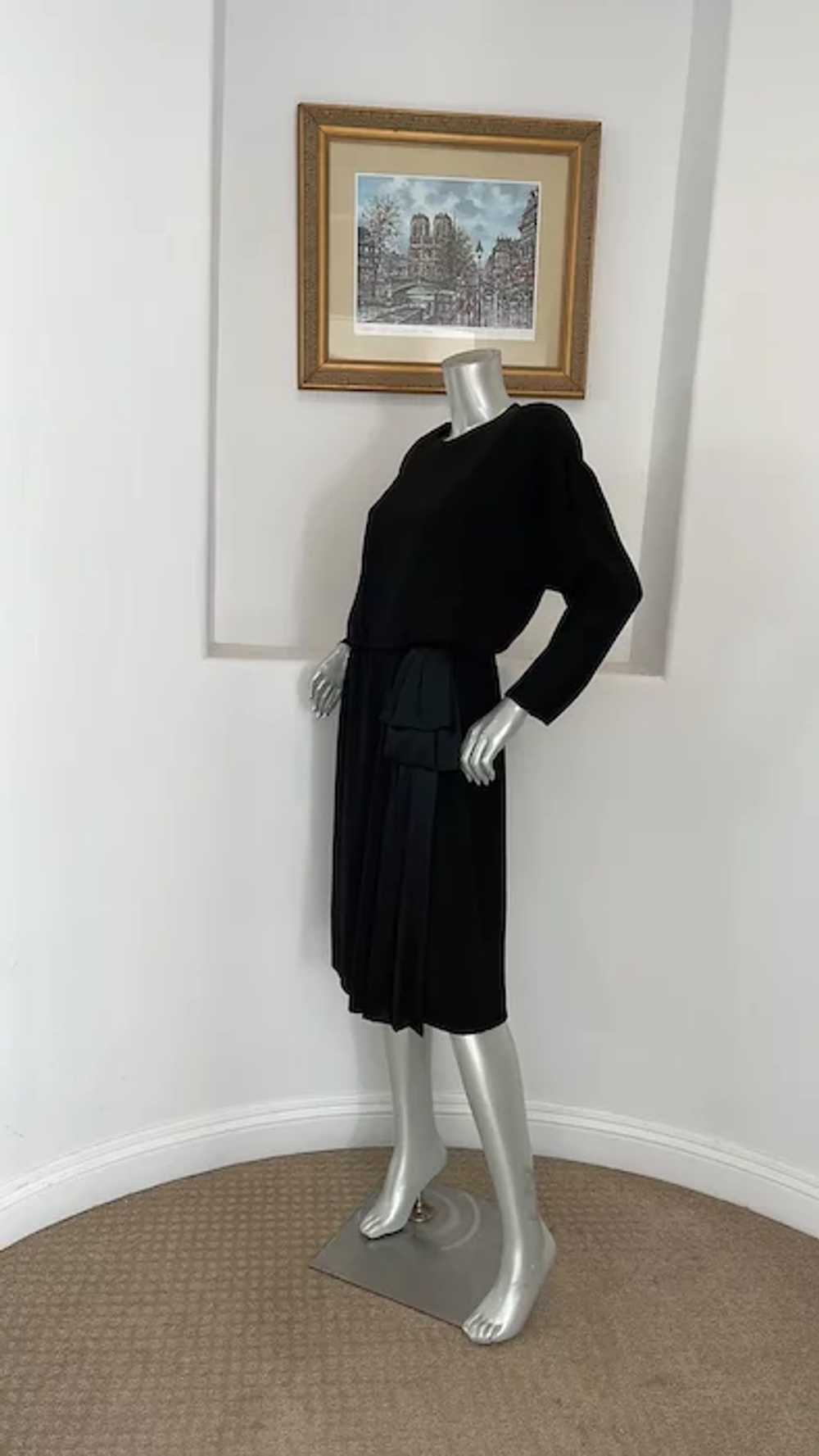 Vintage 1980’s Helga Black Faux Wrap Dress - image 3
