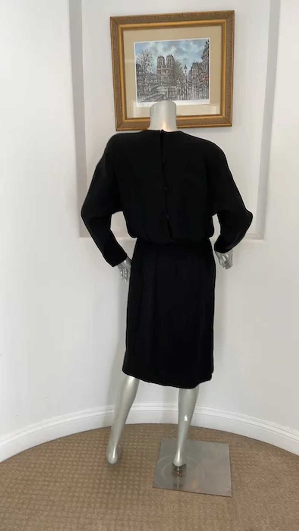 Vintage 1980’s Helga Black Faux Wrap Dress - image 4
