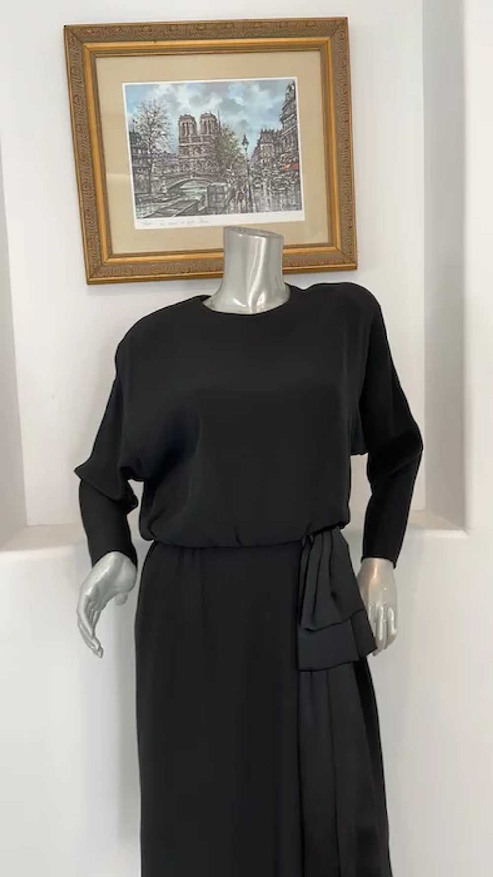 Vintage 1980’s Helga Black Faux Wrap Dress - image 7
