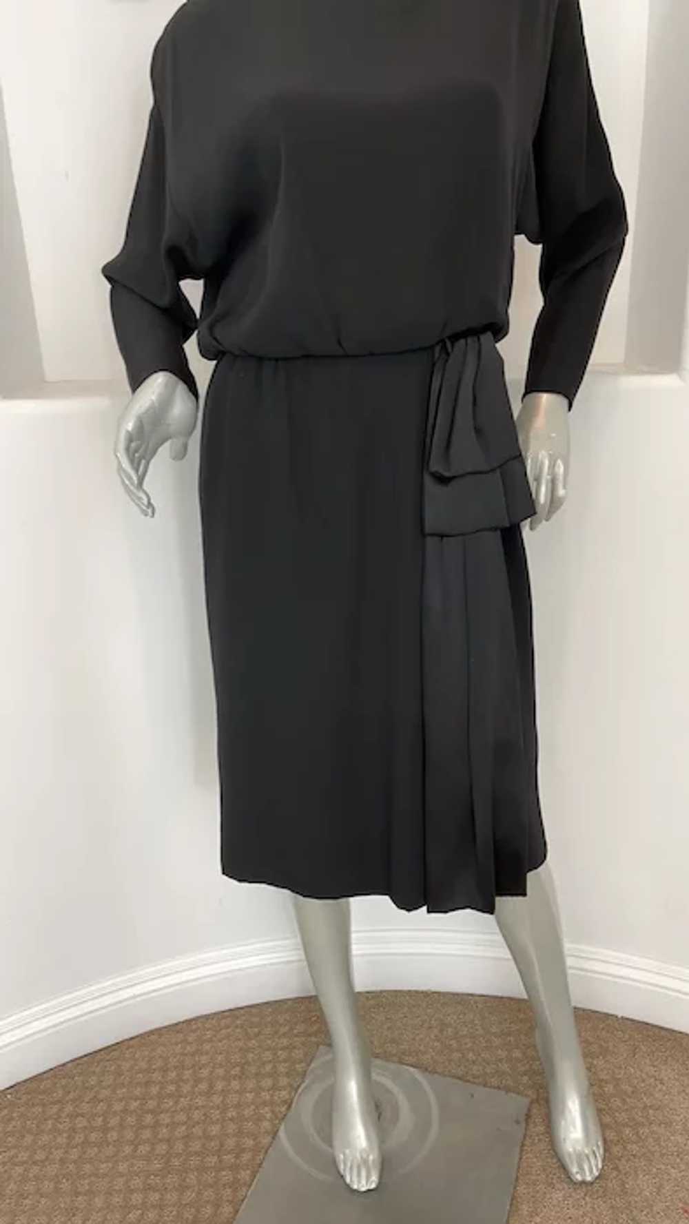 Vintage 1980’s Helga Black Faux Wrap Dress - image 8