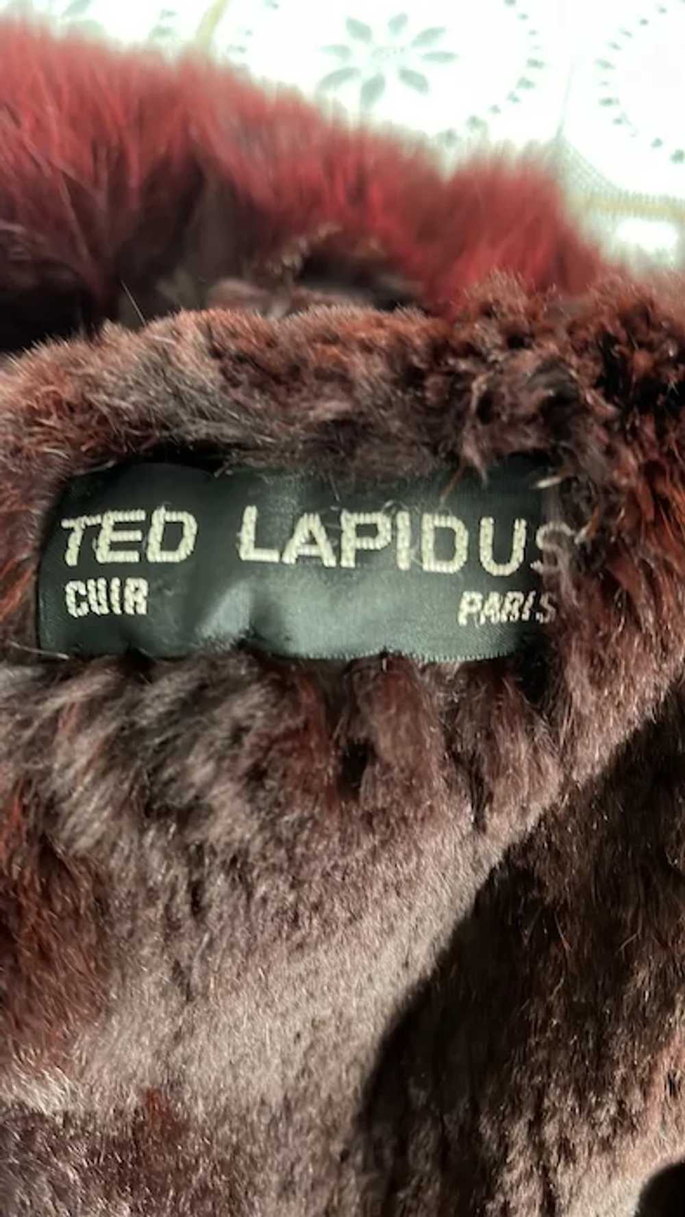 Vintage 1970’s Women Ted Lapidus Leather Coat Bur… - image 9