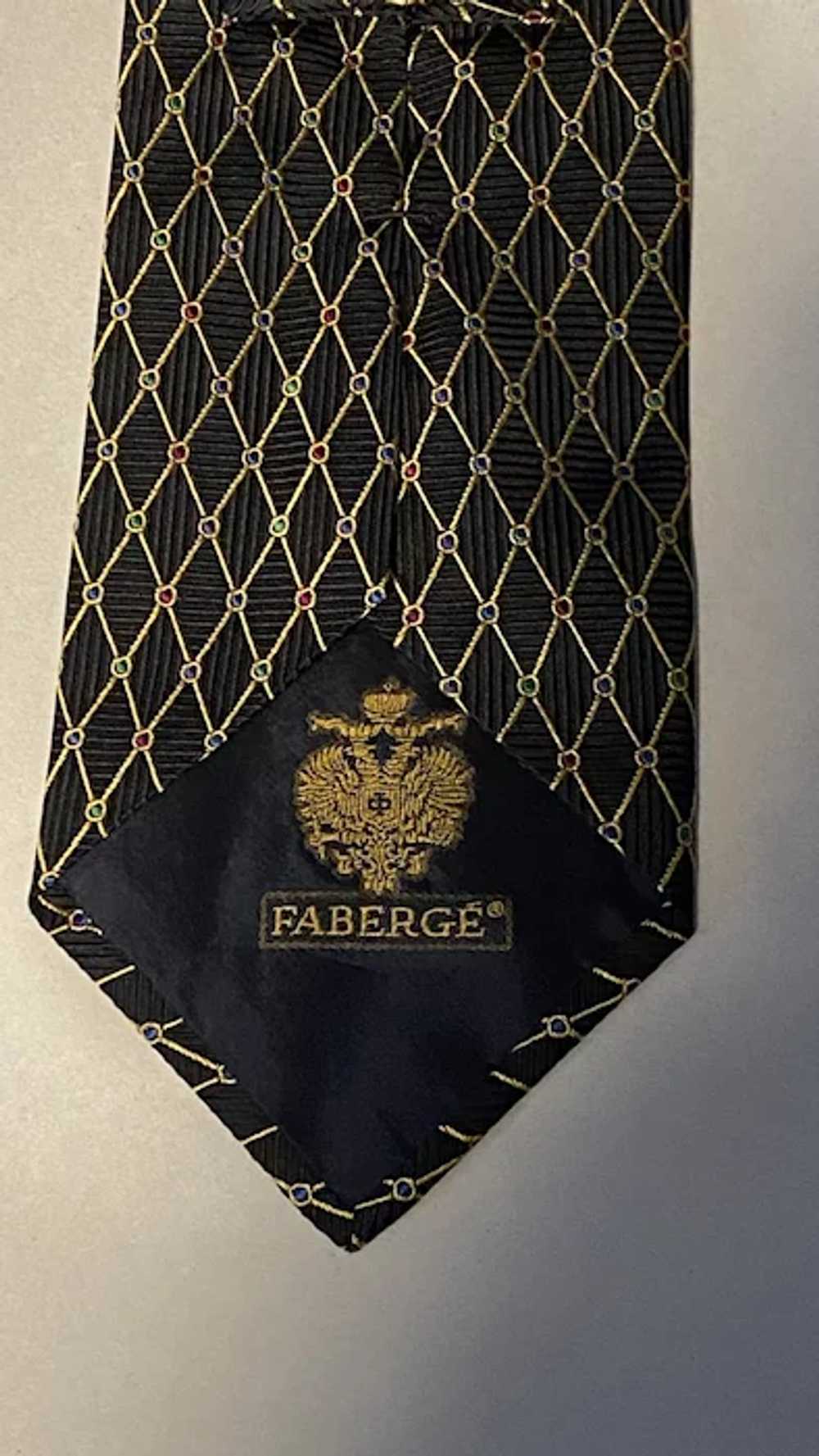 Faberge Tie black with blue green purple red - image 4