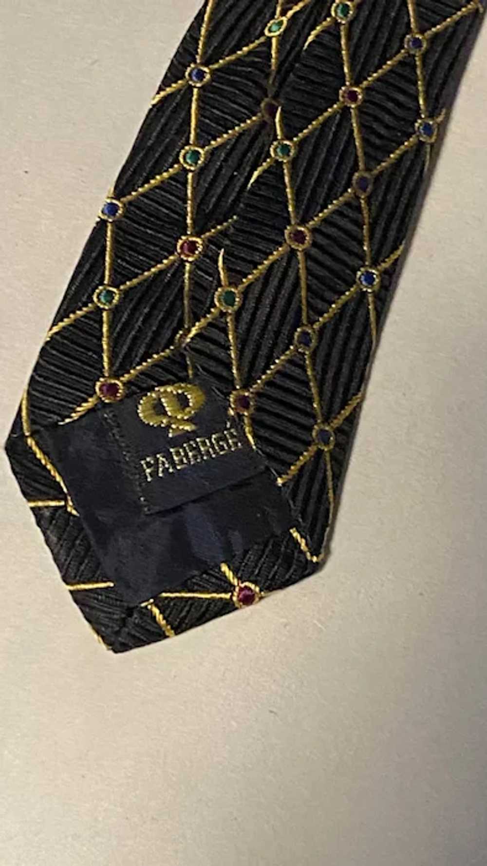 Faberge Tie black with blue green purple red - image 5