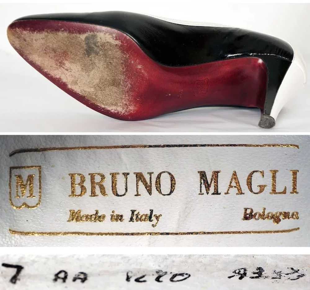 1980s Bruno Magli Black & White Pump Shoes - image 6