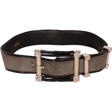 Vintage 80s Escada Gray Suede Leather Belt Ladies… - image 1