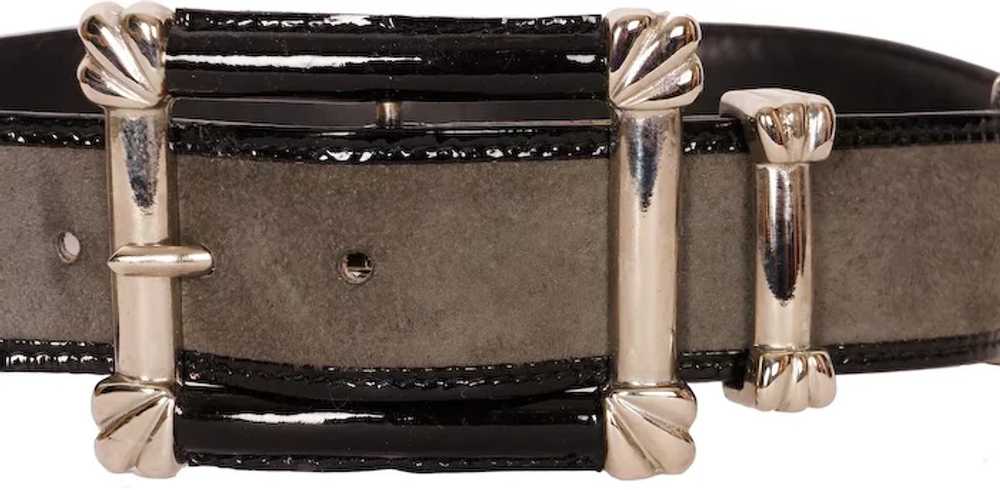 Vintage 80s Escada Gray Suede Leather Belt Ladies… - image 2