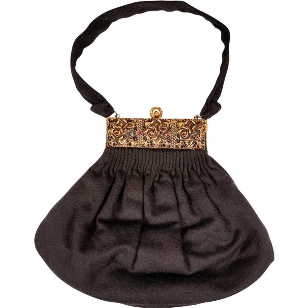 Vintage 1940s Black Wool Handbag by Guild Creatio… - image 1