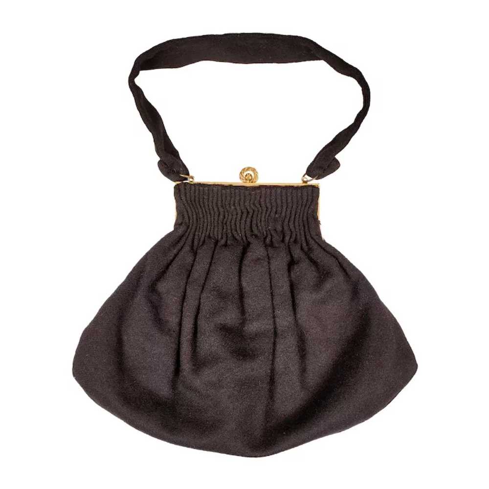 Vintage 1940s Black Wool Handbag by Guild Creatio… - image 2