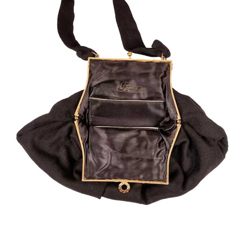 Vintage 1940s Black Wool Handbag by Guild Creatio… - image 3