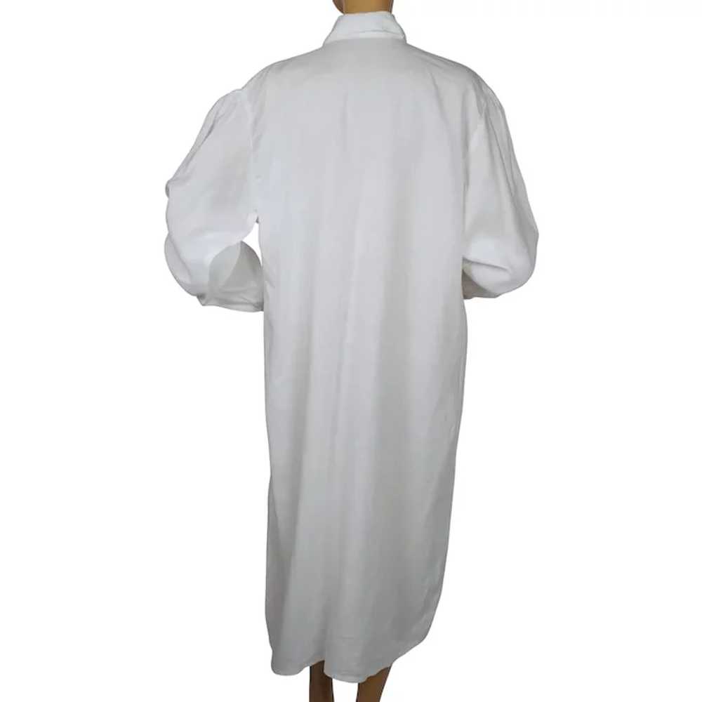 Antique White Cotton Linen Nightgown Nightie w Em… - image 3