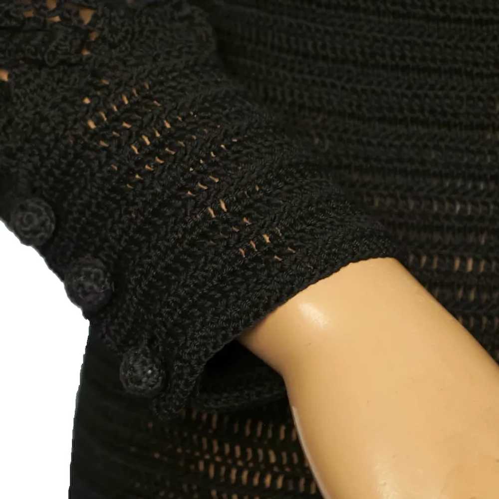 Vintage 1970s Black Crochet Knit Long Dress Size M - image 5