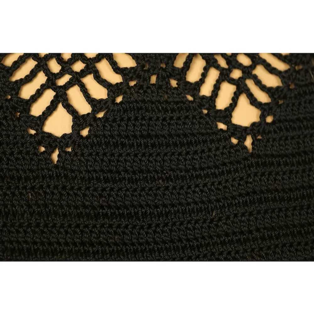 Vintage 1970s Black Crochet Knit Long Dress Size M - image 6