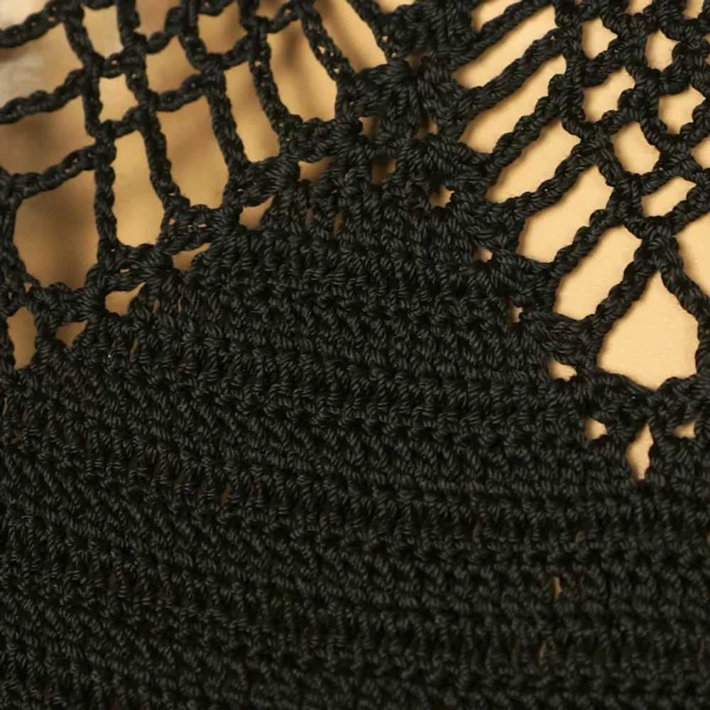 Vintage 1970s Black Crochet Knit Long Dress Size M - image 7