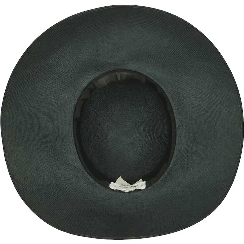 1970s Black Straw Hat - Wide Brim - Made in Engla… - image 3