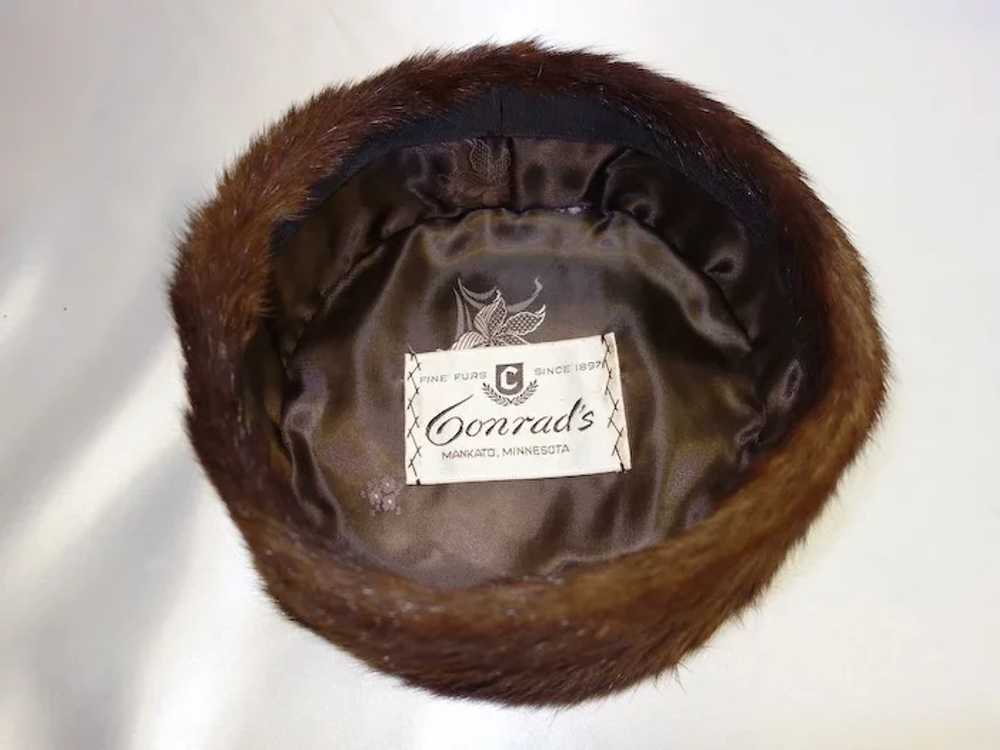 Vintage Conrad's Brown Mink Pillbox Hat - image 4