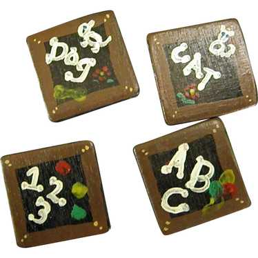 Charming Wooden Hand Painted Button Covers with Do