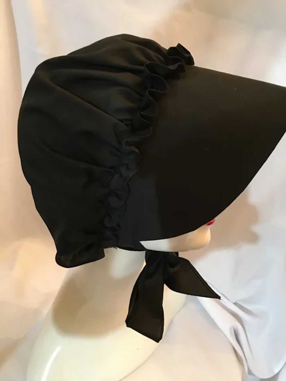 Stitched Cotton Ladies Amish Black Bonnet - image 3