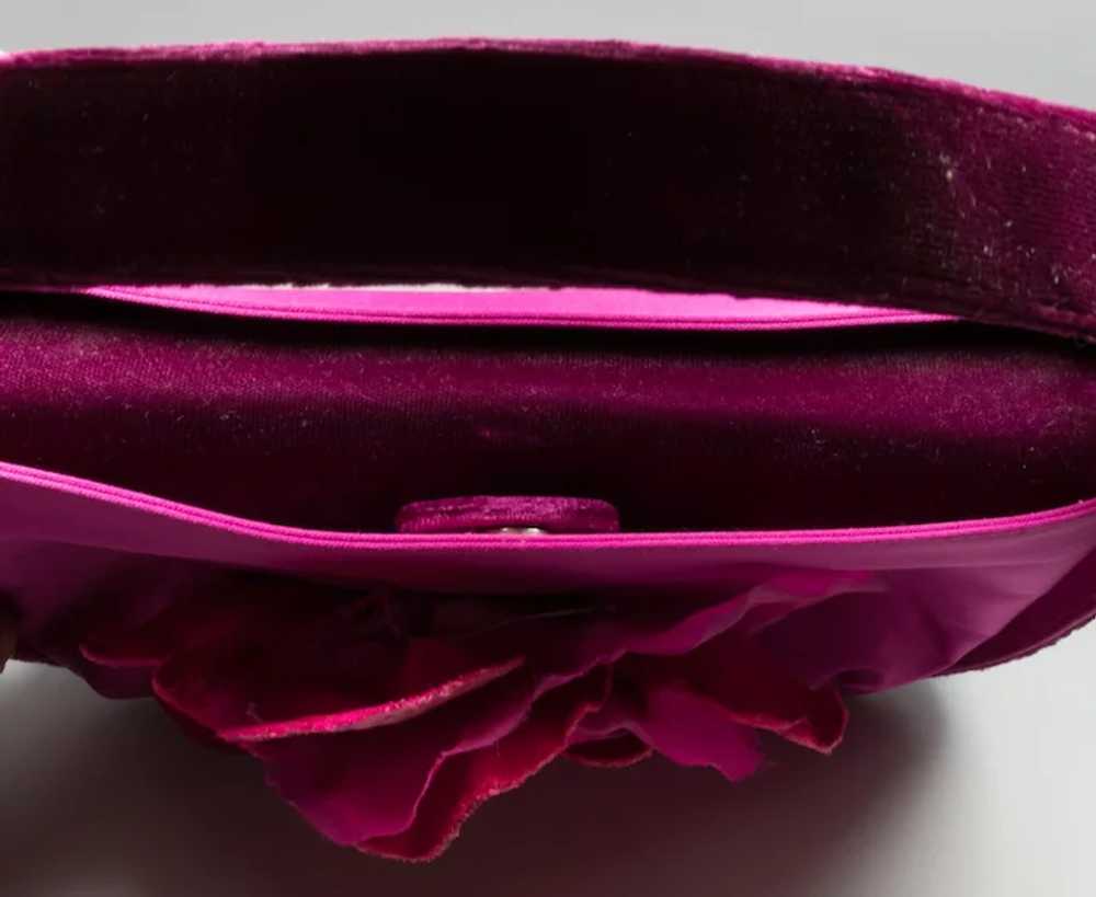 Fuchsia Vintage Silk and Velvet Purse - image 4