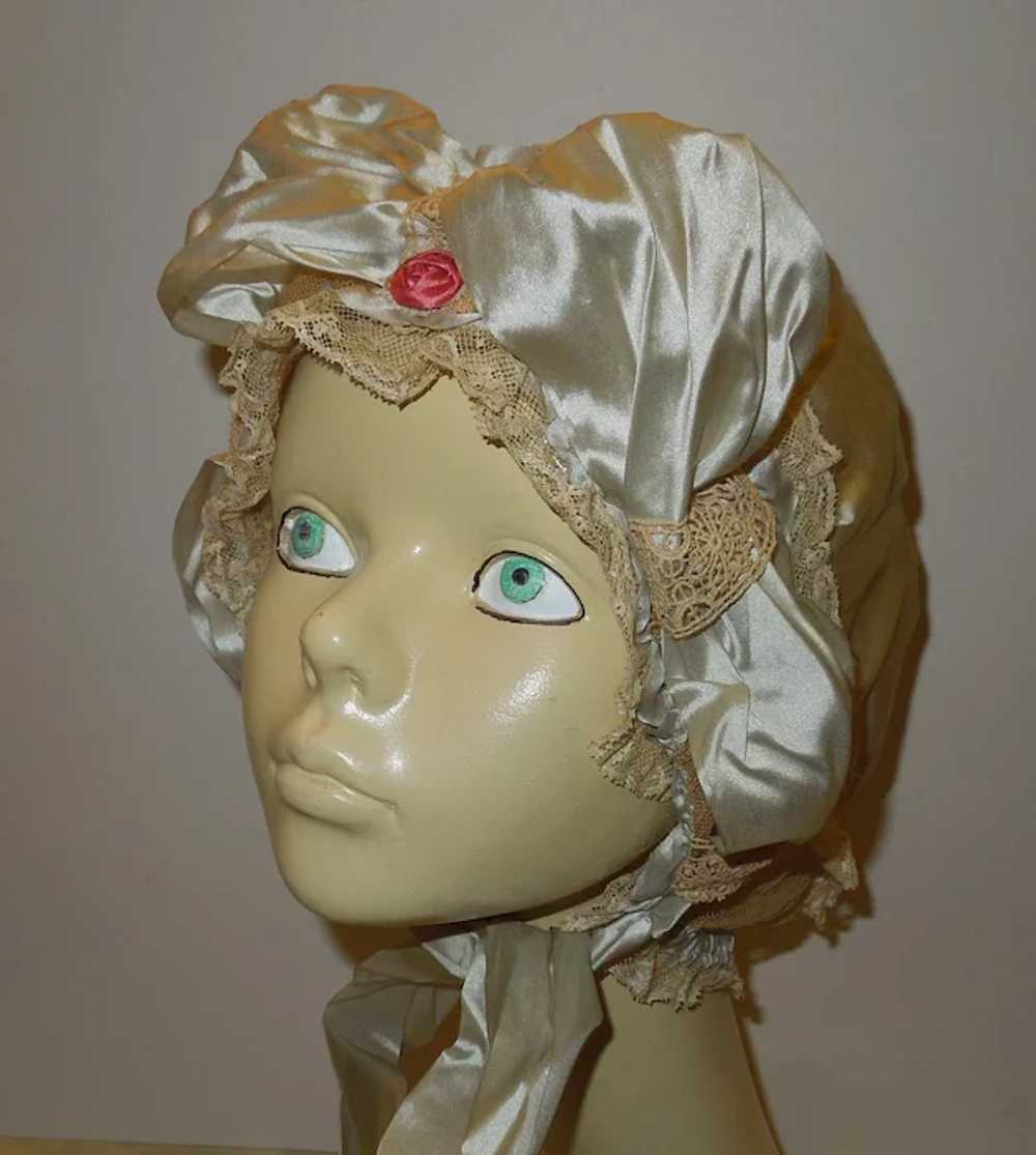 French Lace and Satin Victorian Sleep Cap or Bonn… - image 2