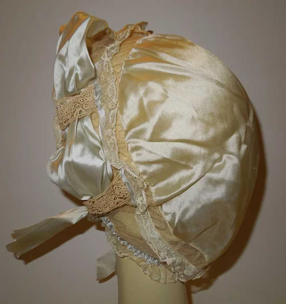 French Lace and Satin Victorian Sleep Cap or Bonn… - image 3
