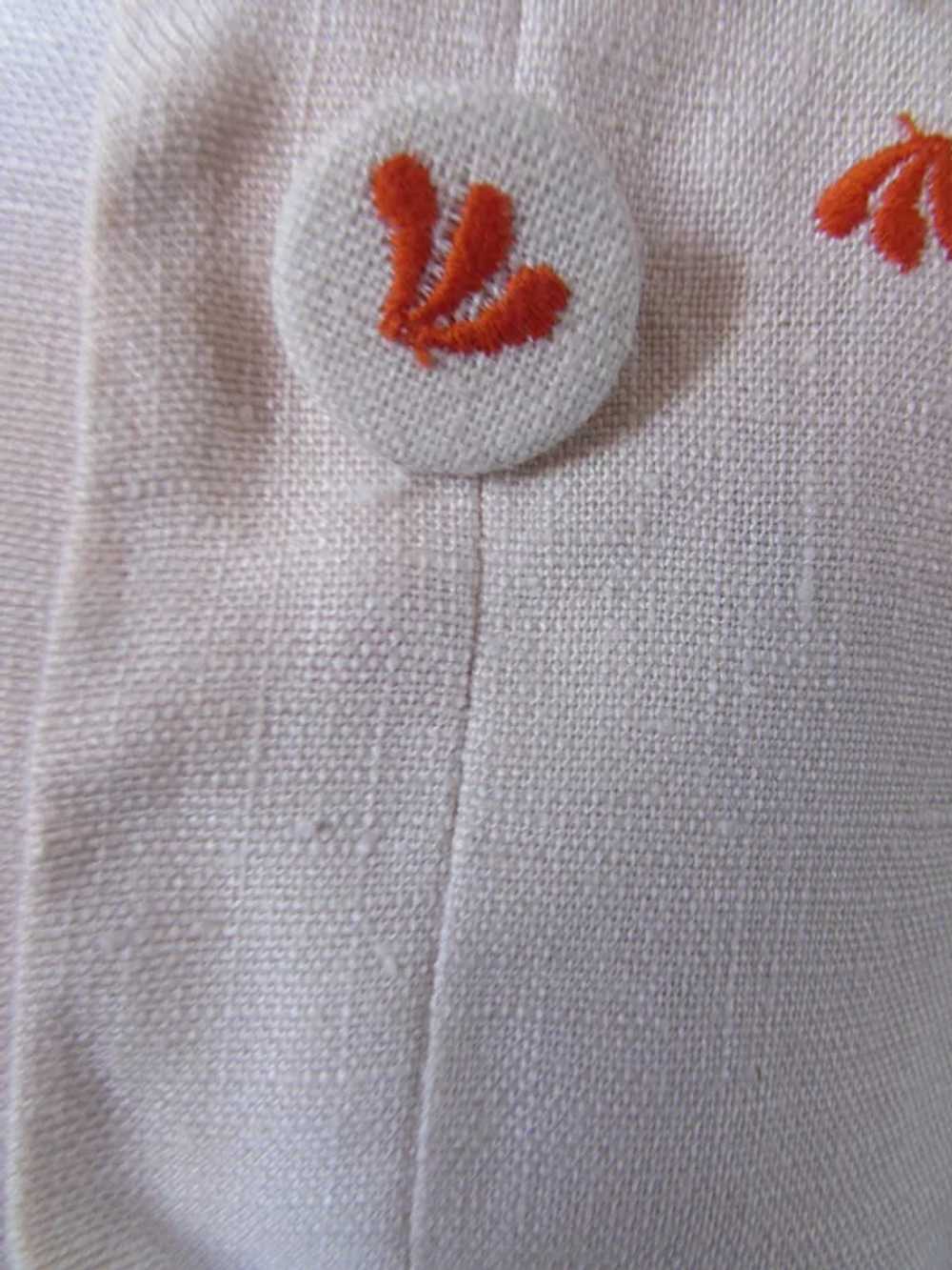 Stylish LInen Sheath Apricot Embroidered Petals &… - image 10