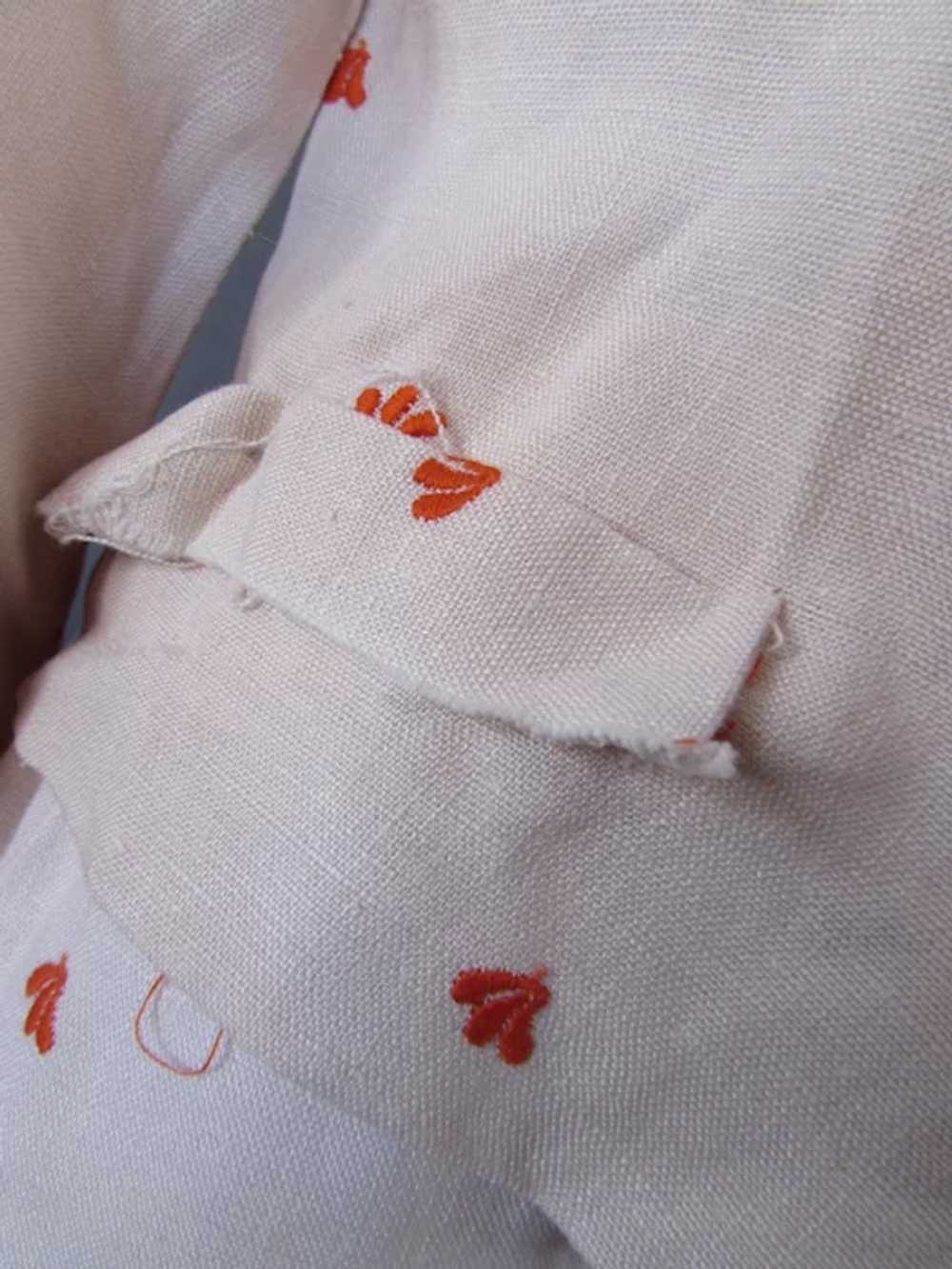 Stylish LInen Sheath Apricot Embroidered Petals &… - image 11