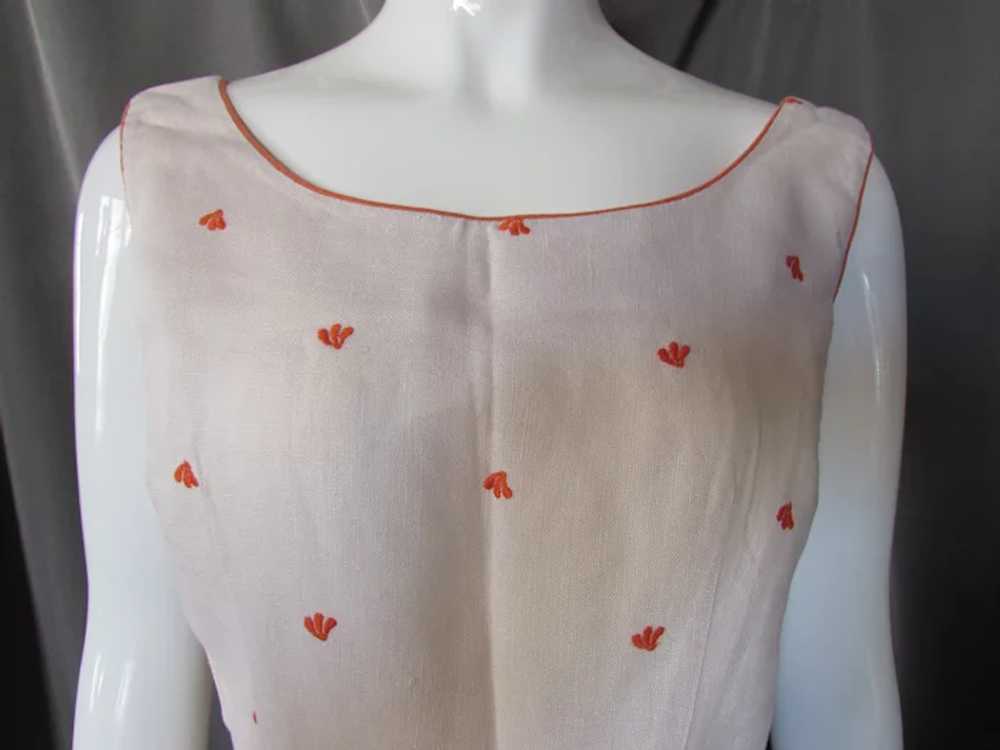 Stylish LInen Sheath Apricot Embroidered Petals &… - image 7