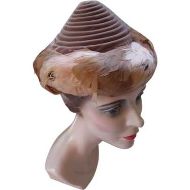 Unusual Conical Hat in Coils of Cocoa Velvet and F
