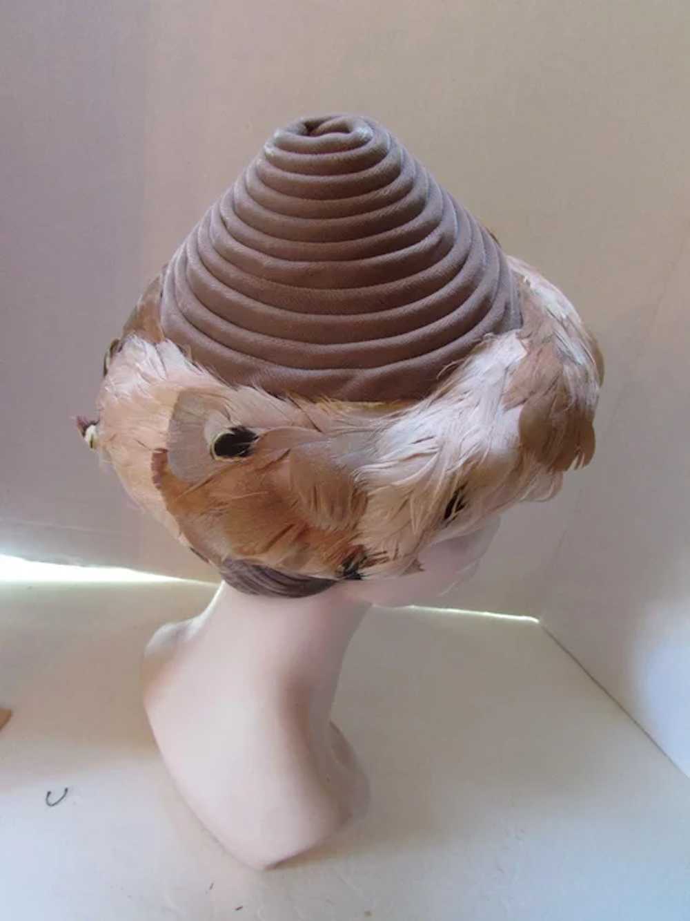 Unusual Conical Hat in Coils of Cocoa Velvet and … - image 4