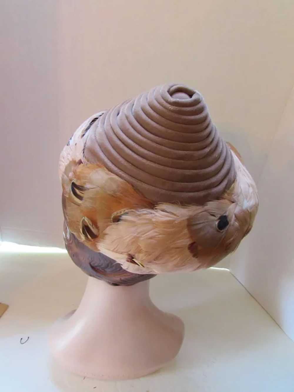 Unusual Conical Hat in Coils of Cocoa Velvet and … - image 5