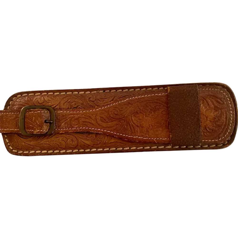 Men's Clothes Brush: tooled leather: Attached Sho… - image 1
