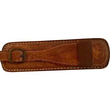 Men's Clothes Brush: tooled leather: Attached Sho… - image 1