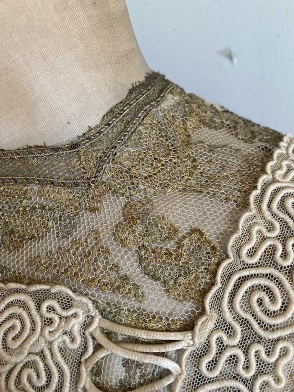 Ethereal Antique Edwardian Blouse Ecru Net Lace D… - image 6