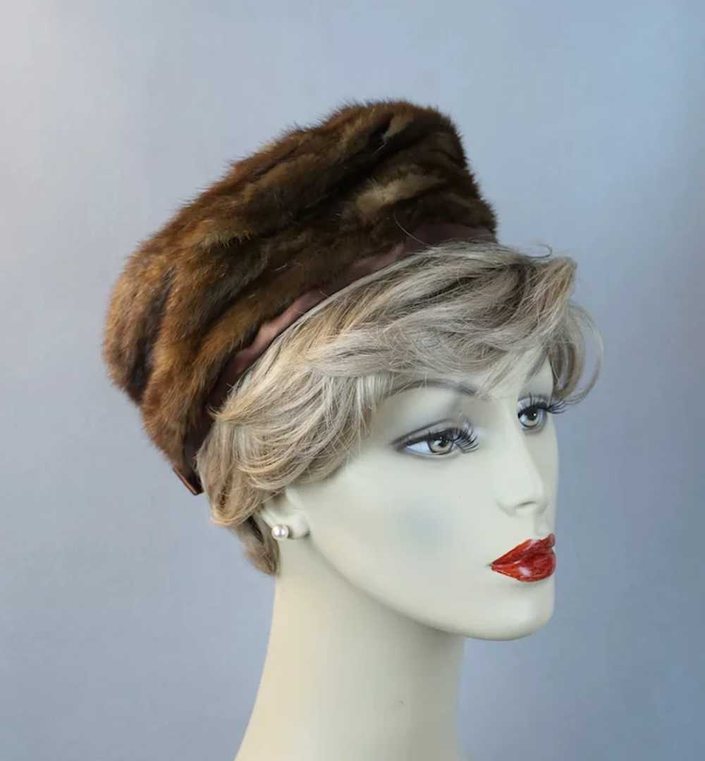 1960s Brown Mink Pillbox Hat by Christine - image 6
