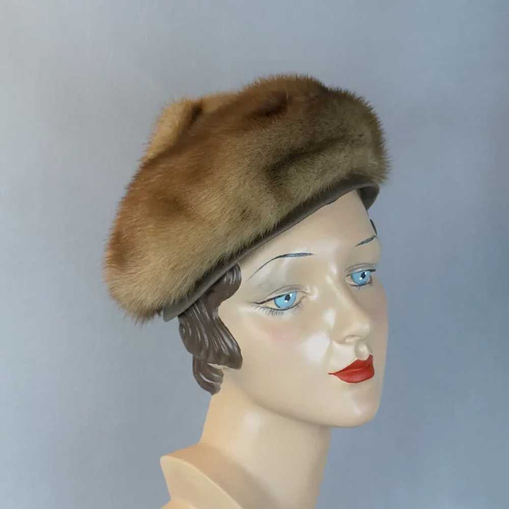60s Light Brown Mink Pixie Hat by Bettina, Size 21 - image 2