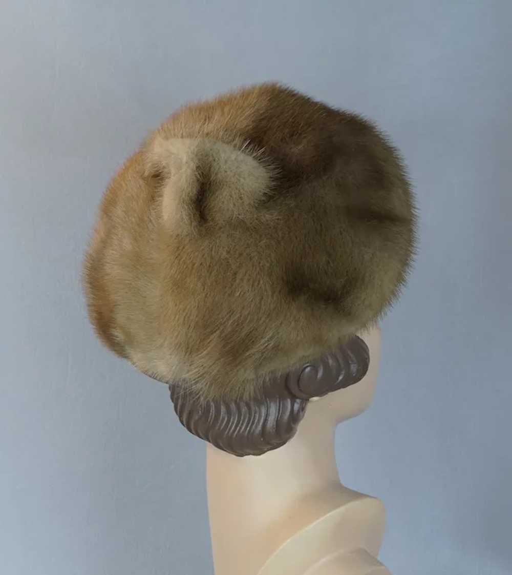 60s Light Brown Mink Pixie Hat by Bettina, Size 21 - image 4