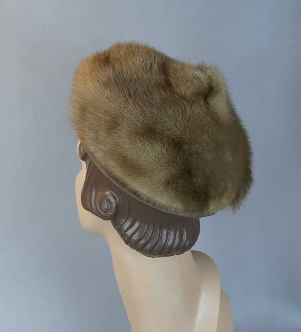 60s Light Brown Mink Pixie Hat by Bettina, Size 21 - image 5